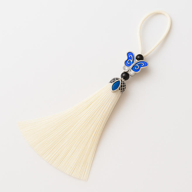 잇츠K 나비 금속 장식 태슬 / 전통 보자기 매듭 선물 포장 답례, 10개, 흰색