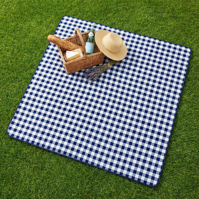 타니아홈 휴대용 방수 피크닉 캠핑 매트, 네이비