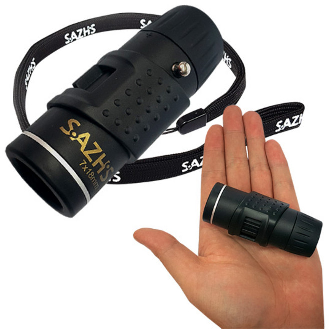 SAZHS 7배율 7X18 미니단망경+넥스트랩 세트, 7X18 단망경 + 넥스트랩세트