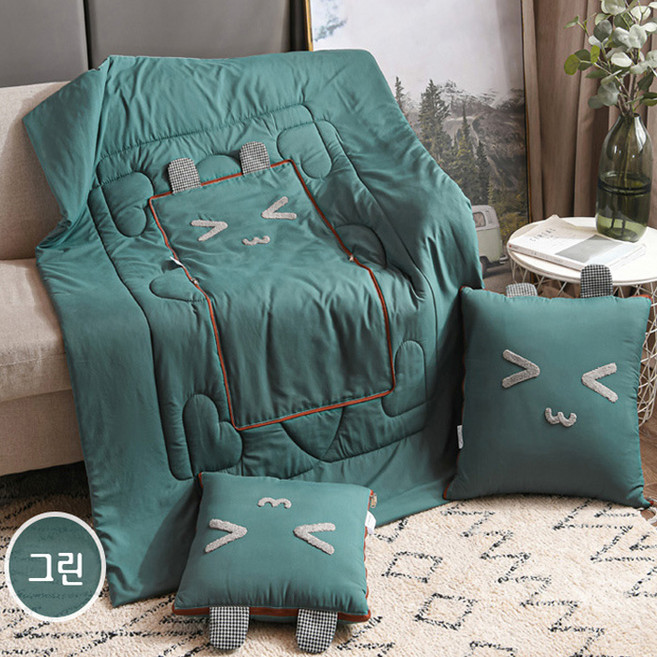 사계절 뚜뚜 고양이 쿠션담요