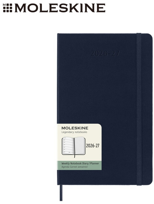 MOLESKINE 2026-2027 18個月週記硬皮手帳 L型 寶藍, 寶石藍色, 1個