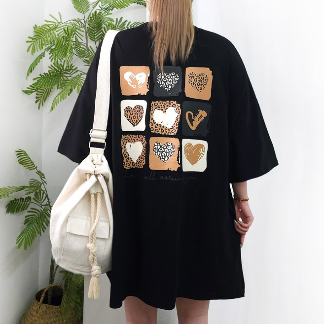 [제니블리] 레오파드 빅사이즈 반팔티 5XL 2COLOR // 국내생산 55~99까지 루즈핏 오버사이즈 박스티 티셔츠 남녀공용 홈웨어