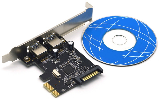2포트 타입-C PCI-E USB3.0 1세대 확장 카드 5Gbps 커넥터 어댑터 자체 구동 USB 3.0 PCIe 어댑터, 1개