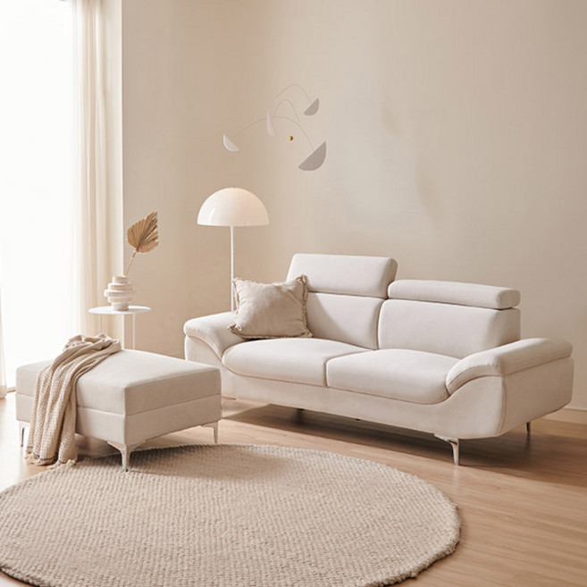 삼익가구 뉴니드 아쿠아텍스 헤드틸팅 스툴 소파, 3인 스툴있음, 아이보리