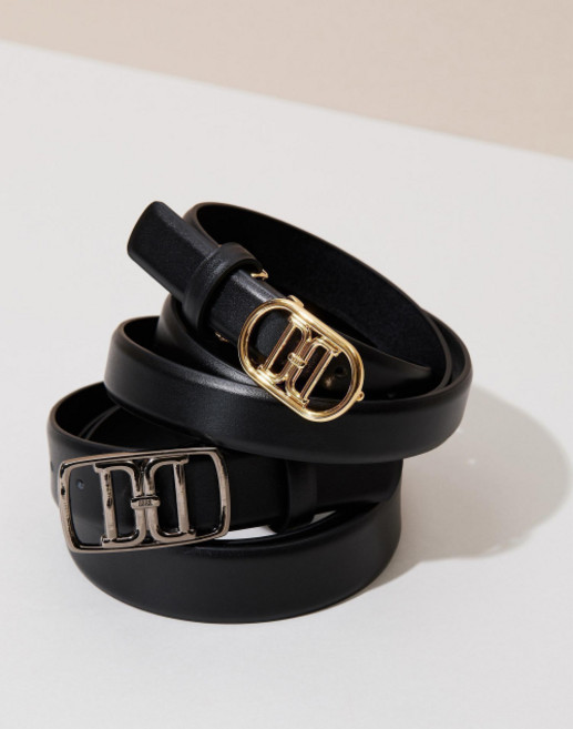 (국내매장정품) DAKS MEN'S ACCESSORIES 블랙 DD 메탈릭 골드버클 소가죽 후크 여성벨트 DBBE5F400BK 187671