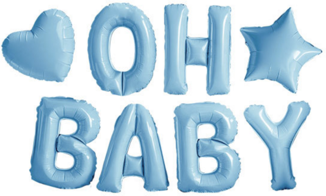 출산축하 베이비샤워 OH BABY 레터링 풍선 세트 포토존 장식소품, 1세트, 블루