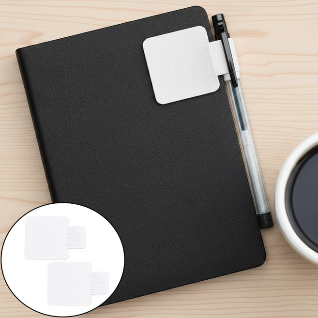 댓츠댓 고급스럽고 깜찍한 가죽 밴드 다이어리 펜꽂이, 2개, 퓨어 화이트