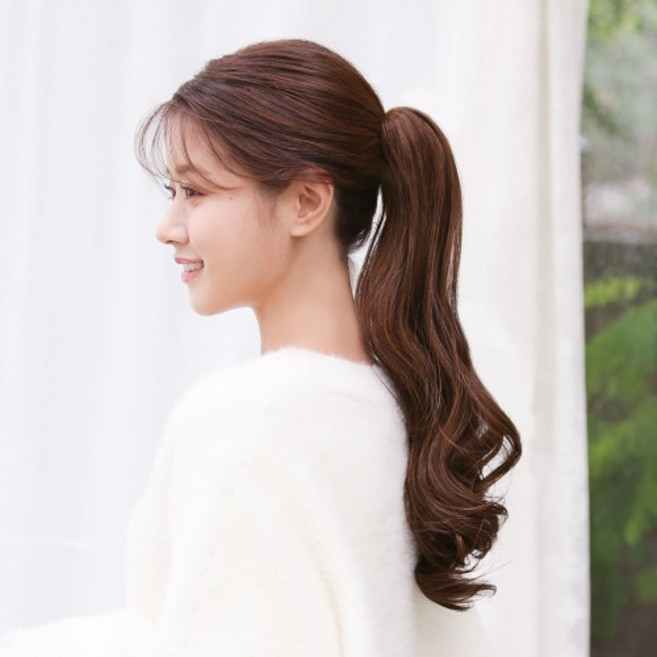 픽앤웨어 집게핀 긴머리 포니테일 묶음머리 롱루즈웨이브, 내츄럴브라운, 1개