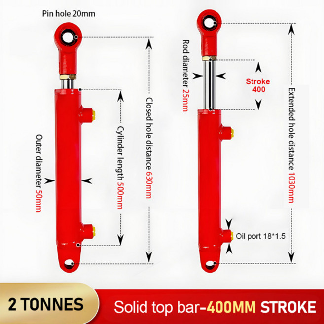 2톤 40보어 양방향 굴삭기 유압 실린더 오일 잭 펌프 스테이션 지게차, 01 400mm