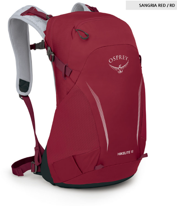 오스프리 하이크라이트 배낭 18L/26L/28L 방수커버 포함, 붉은색