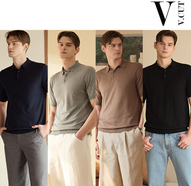 [BEST]브이컷 남성 린넨 카라니트 4종