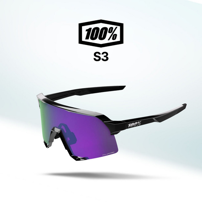 100% 고글 S3 자전거 야구 골프 스포츠 선글라스 100퍼센트 100프로(05), 32. 폴리시드블랙 / 라벤더미러(43), 1개