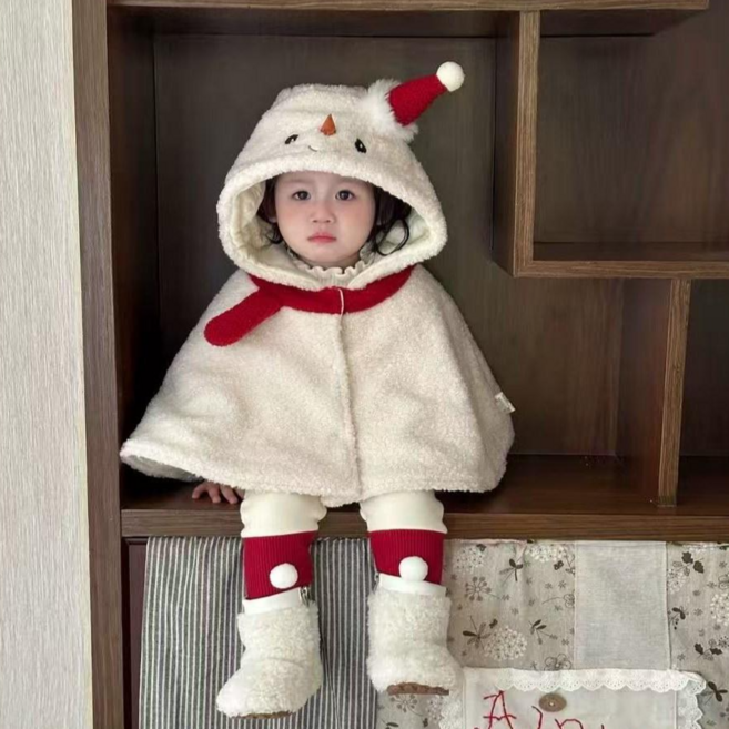 블랙체리 아동용 겨울 눈사람 망토