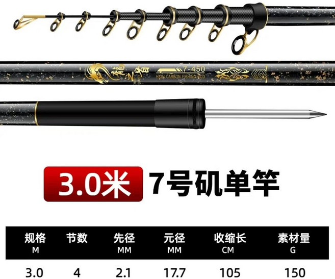 고탄성카본 이소대 선상대 카고대 시리즈 원투대 2호/3호/5호/7호대 찌낚시대, AE. No 7 업그레이드 된 고 탄소 39 미터 단일