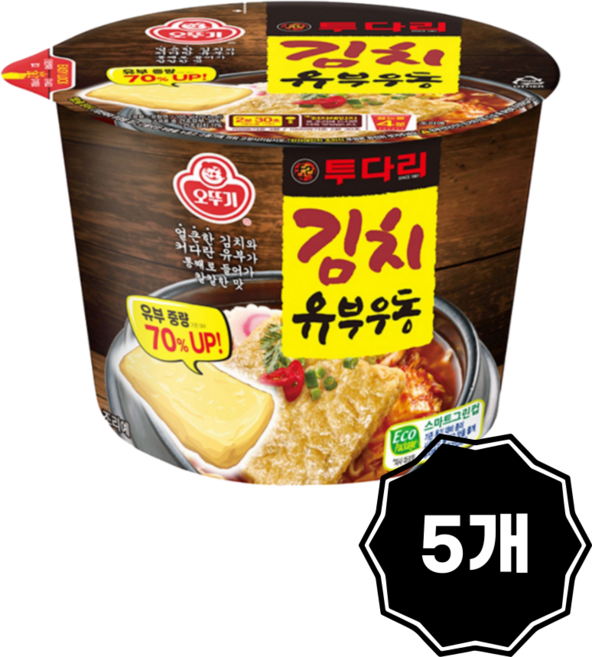 NEW 투다리 김치 유부우동, 5개