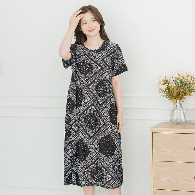 아킵 반팔원피스 데일리 홈웨어 냉감 드레스