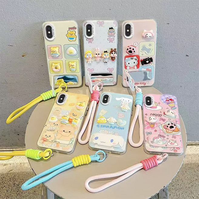 갤럭시 귀여운 캐릭터 피규어 거울 스탠드 거치대 스트랩 케이스 D582