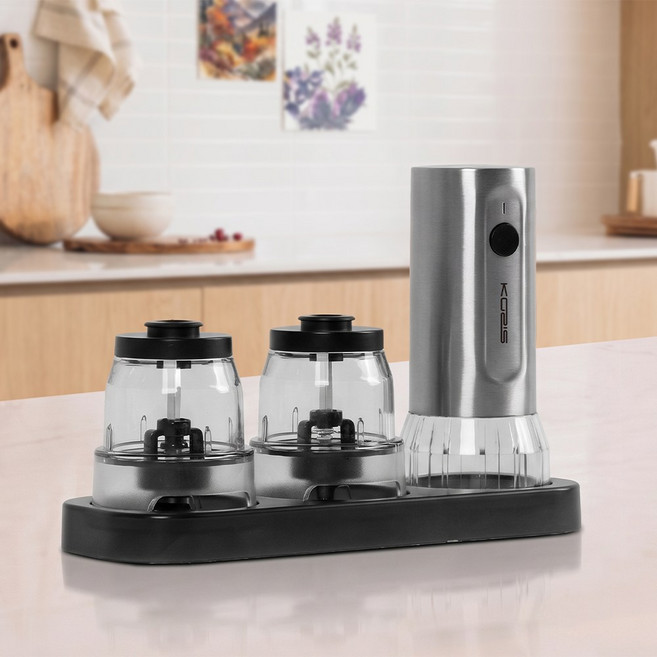 코지스 전동 충전식 원터치 소금 후추그라인더, 1세트, 200ml