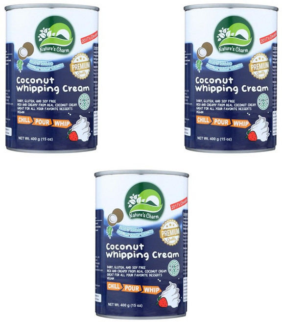 네이쳐스참 코코넛 휘핑 크림 비건, 3개, 400ml