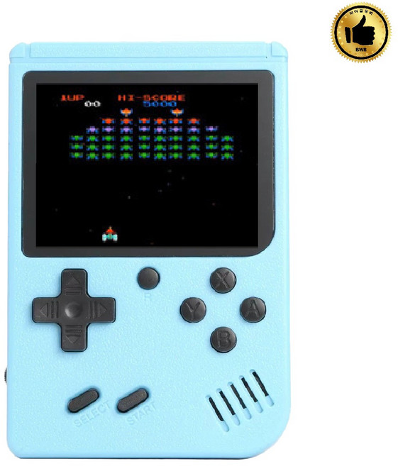 포켓 레트로 게임기 휴대용 미니게임기 500종 고화질 고전게임 추억의게임 미니 게임콘솔 TV연결 오락기 어린시절 추억, 파란색