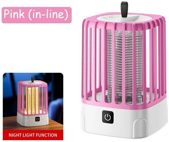 샤오미 모기퇴치기 전기살충기 가정용 업소용 해충 벌레 포충기 전기 충격 모기 살해 빛 야외 Campe 휴대용 USB 잡기 실내 구충제, Pink in-line