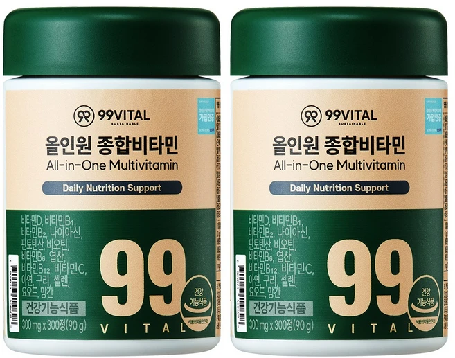 99바이탈 올인원 종합비타민, 2개, 300정 - 쿠팡