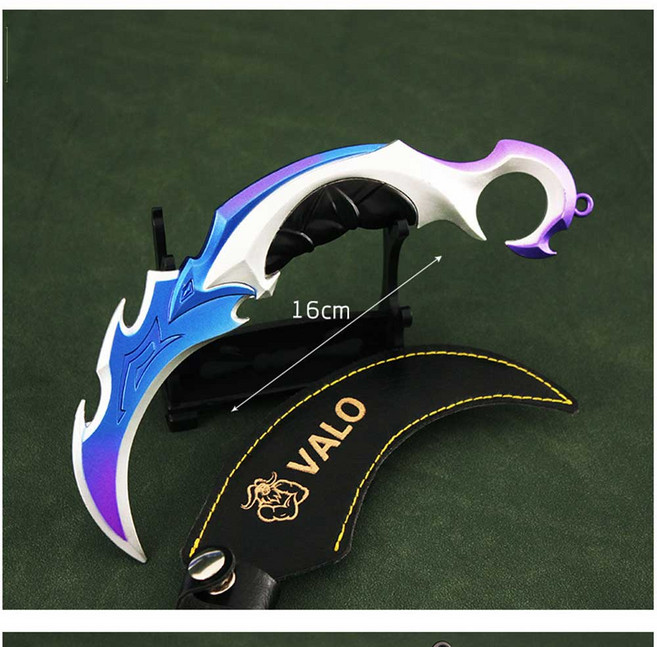 발로란트 발리송 카람빗 칼 나이프 무기 모델 프라임 게임 금속 장난감 카타나 코플레이 키, 1개, 퍼플