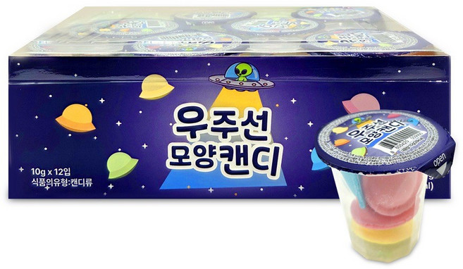 사워 사우어 우주선 캔디 10gx12개x1통 특이한 어린이 유치원 행사 사탕 간식 사무실 다과, 120g, 1세트