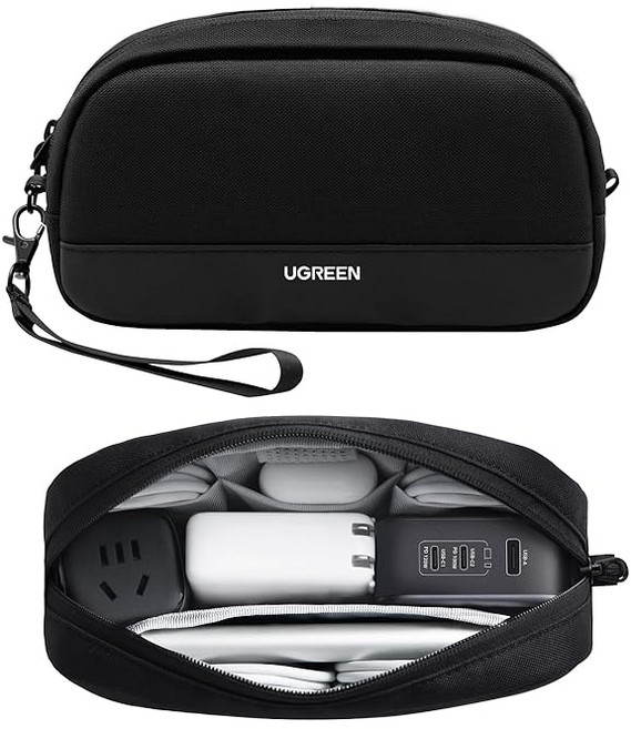 UGREEN 가젯 파우치 컴팩트 PC 주변 소품 수납 케이스 충전기 케이블 모바일 배터리 USB 허브 등 보관 레이어 구조 스플래시 방지 소재 보호 케이스 수납 가방 소품 보관함