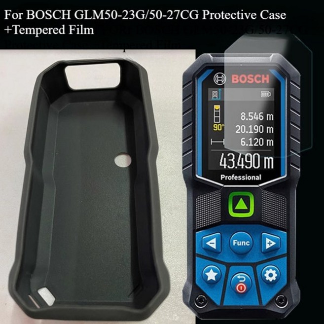 BOSCH GLM 50-23G 50-27CG 측정기 보호 케이스 안티 드롭 소프트 쉘 스크린 프로텍터 강화 유리 필름, [02] 2Pcs x Tempered Film
