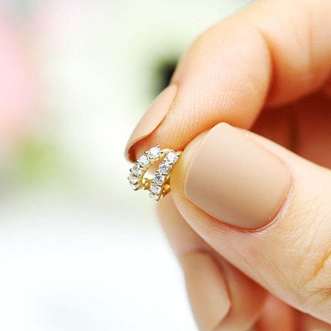 예스골드 14k 큐빅 시그니티 원터치 링 피어싱 데일리 귀걸이 YE10_1QR