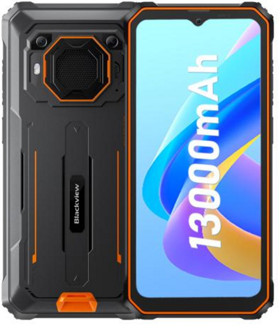 러기드폰 탱크형 방수 Blackview BV6200 프로 견고한 휴대폰 안드로이드 13 6.56 인치 Helio P35 6GB 128GB 스마트폰 13000mAh 18W 고속 충전, Orange