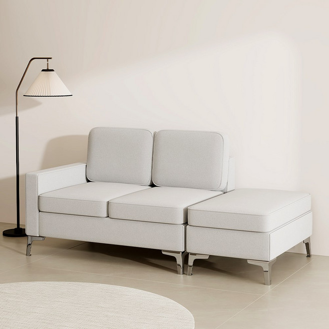 하이피러브 페브릭 2인용 멀티소파 스툴 구성, 모던그레이(우형)