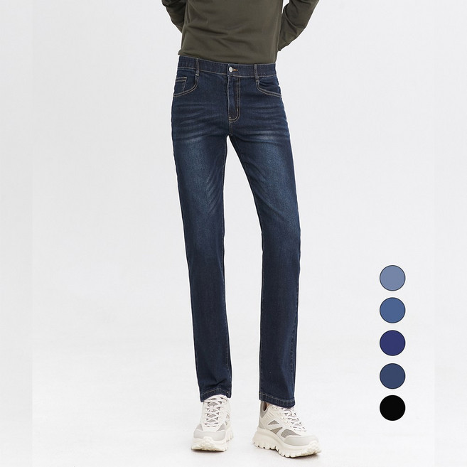 엘블로썸 남자 쫀쫀스판 히든밴드 일자 워싱청바지 YKK 지퍼