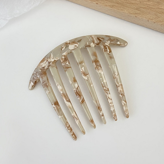 프랑스빗핀 헤어 올림머리 마블 고정 옆머리 미니 납작 심플, 베이지, 1개