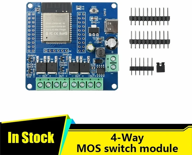 DC 5-60V ESP32 2/4채널 MOS 스위치 모듈 단일 릴레이 WIFI 블루투스 개발 보드 UART 버닝, 01 CHINA, 01 4-Way-1PCS