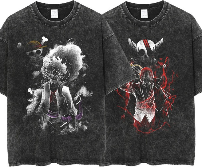 애니 원피스 블랙고스트 빈티지 반팔티 100-105 니카루피 샹크스 옷 감성 캐릭터 티셔츠