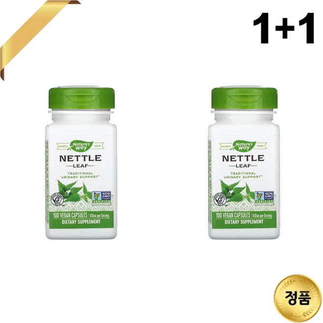 1+1 네이처스웨이 쐐기풀 잎 추출물 435mg 100 베지 캡슐 네틀 허브 글루텐프리, 100정 - 쿠팡