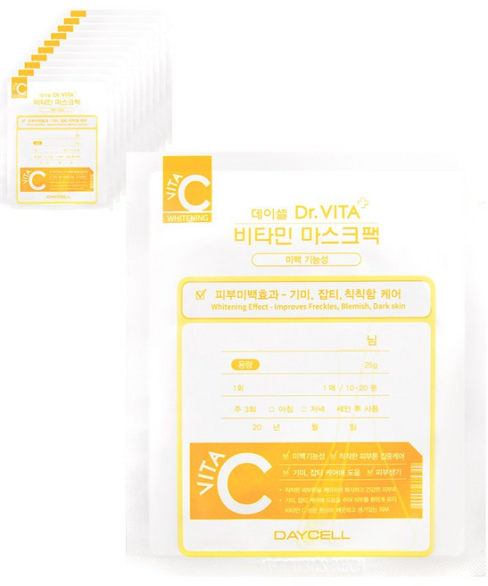 닥터비타 비타민 마스크 팩 집중 미백케어 C 25g, 1개입, 10개