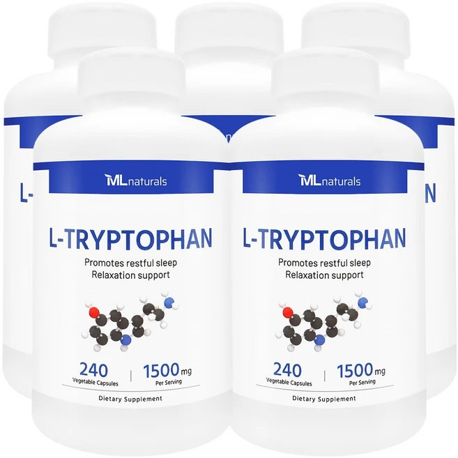 [미국빠른직구] 신제품 마이라이프 내추럴스 L-트립토판 1500mg, 5개, 240정 - 쿠팡