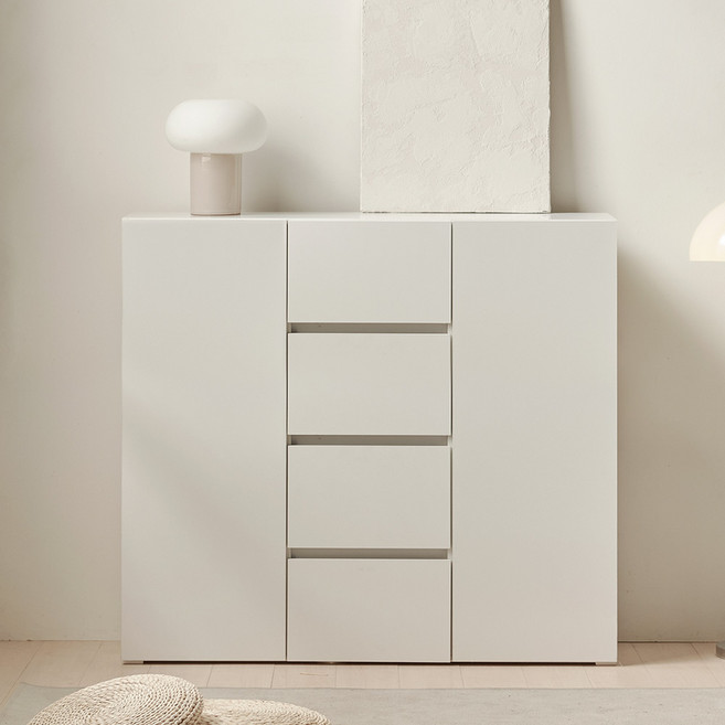 룸앤디 모노 더높은 서랍수납장 1200 E0등급 LPM 다용도 슬림 서랍장, 모노 더높은 서랍수납 1200 화이트, 4단