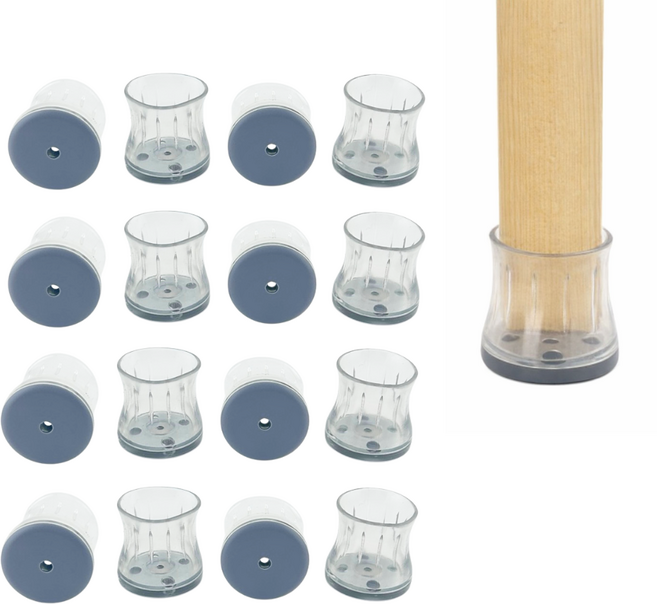 글릭스 의자 발 커버 층간소음방지 바닥보호 테프론, 16개, 투명