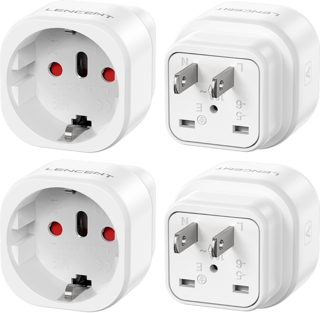 렌센트 해외 여행 전용 어댑터 한국 일본/캐나다/태국/베트남 변환 Type A 플러그 화이트 X2 PA015EUJP, 1개