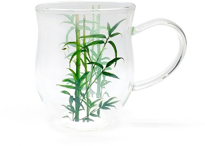 고원 레트로 유리컵 400ml 대나무 유리 머그잔, 단품, 1개