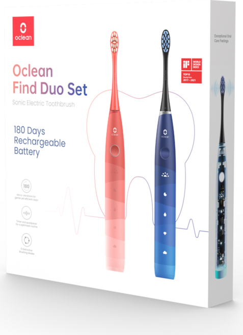 Oclean 전동칫솔 듀오세트 전동 음파, 1개, 상세설명참조