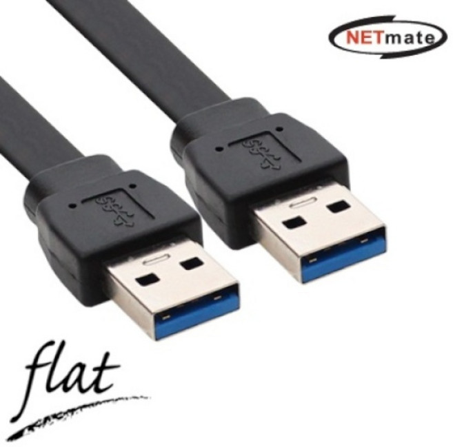 (강원전자) (AM-AM) USB-A 3.0 to USB-A 3.0 케이블 플랫형 NMC-UA320F (블랙/2m), 단일 모델명/품번, 1개