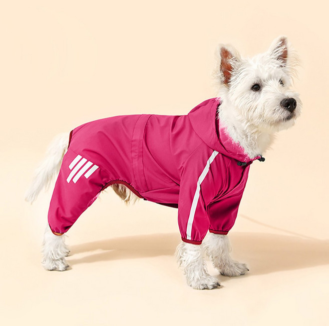 아띠꼴로 강아지 올인원 우비 애견 판초우비 반려견 레인코트 방수옷, 비비드핑크, 1개