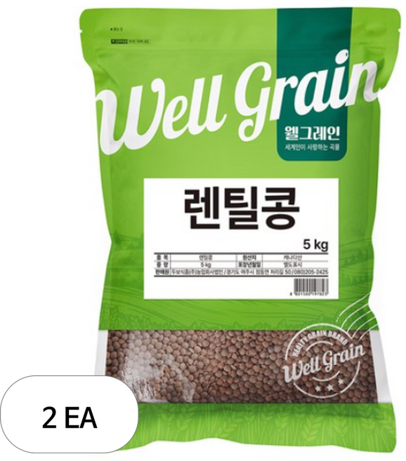 두보식품 웰그레인 렌틸콩, 5kg, 2개