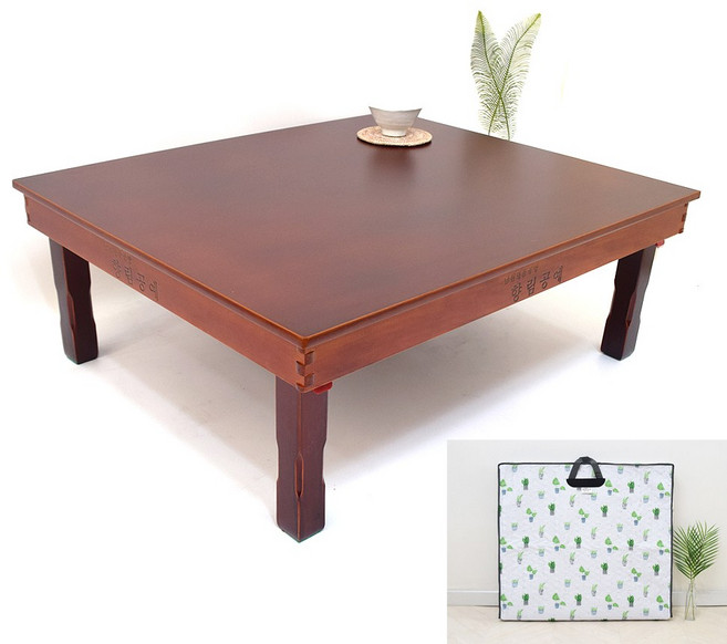 남원 향림공예 교자일반 900 x 750 + 초록정원 교자커버 접이식 밥상 교자상 4인용 6인용 집들이 손님용 제사상, 교자일반900x750 + 초록정원 교자커버