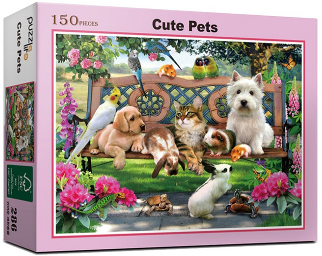 직소퍼즐 풍경 명화 귀여운 애완동물 150피스 PL286, 혼합색상, 1개